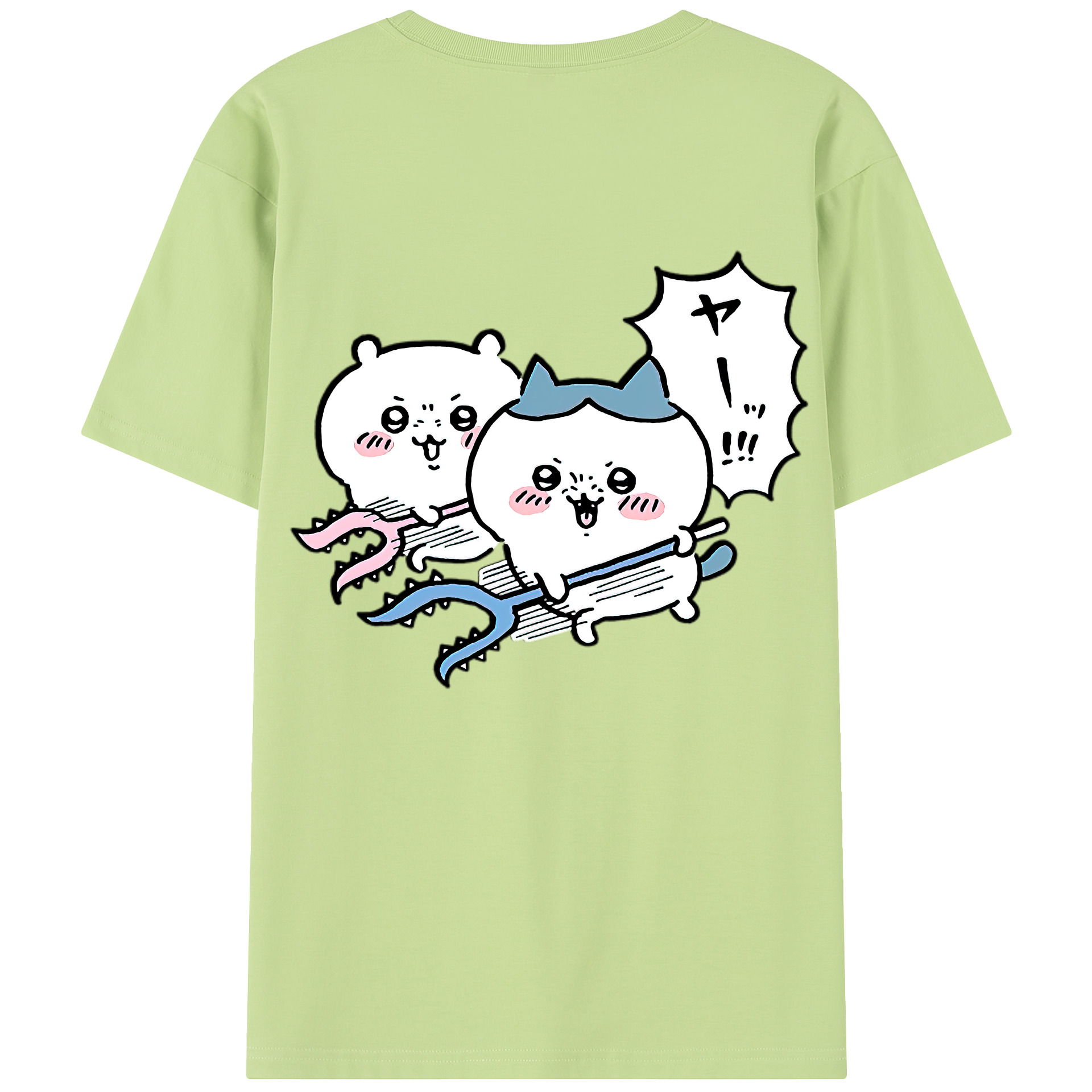 （画像用） ちいかわ ハチワレ Chii-kawa hachiware 綿100％半袖Tシャツ（背面プリント）